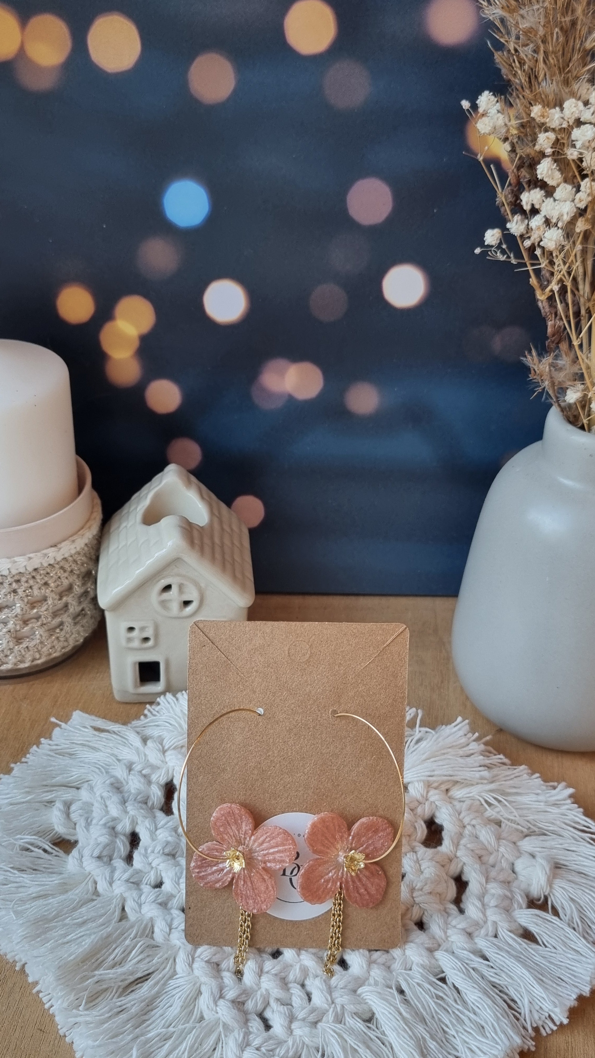 Boucles d'oreilles Maya rose