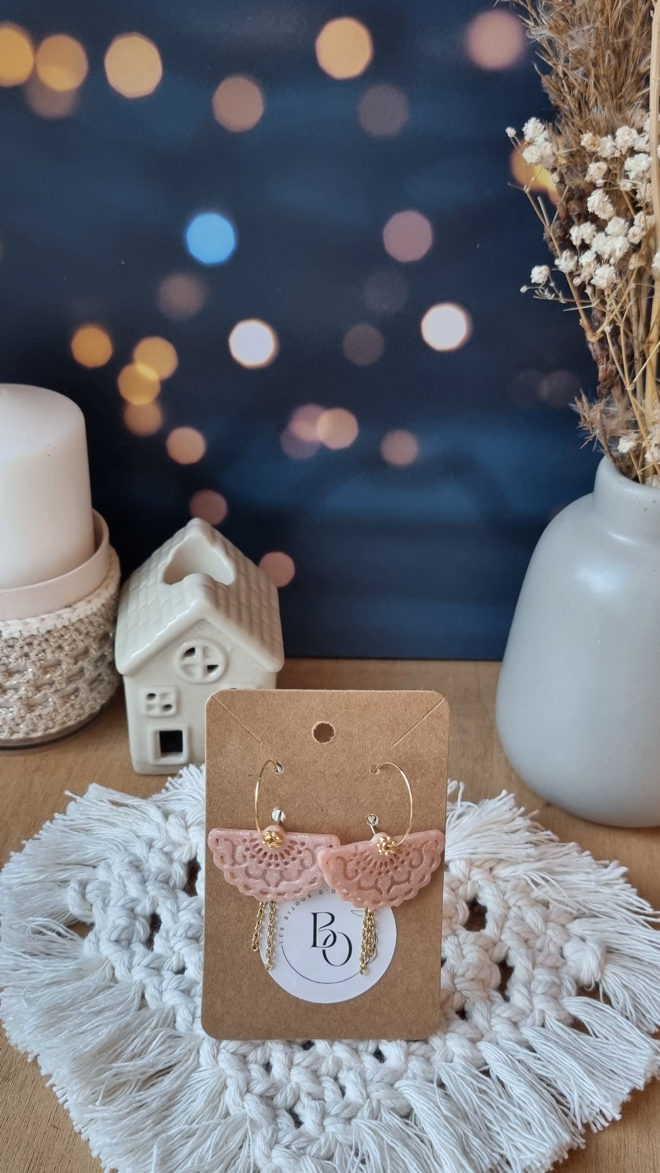 Boucles d'oreilles Malvana rose