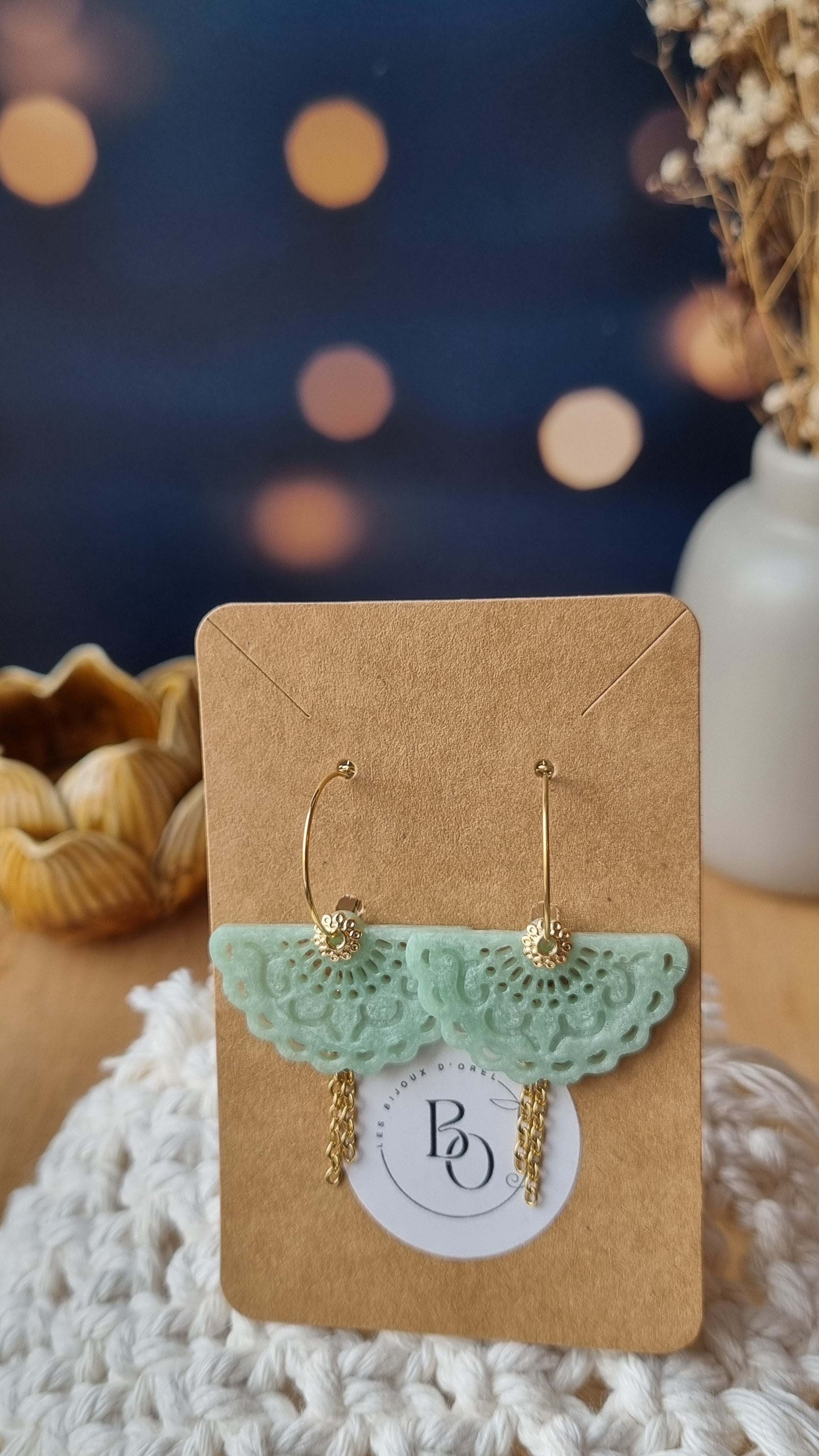 Boucles d'oreilles Malvana vert clair