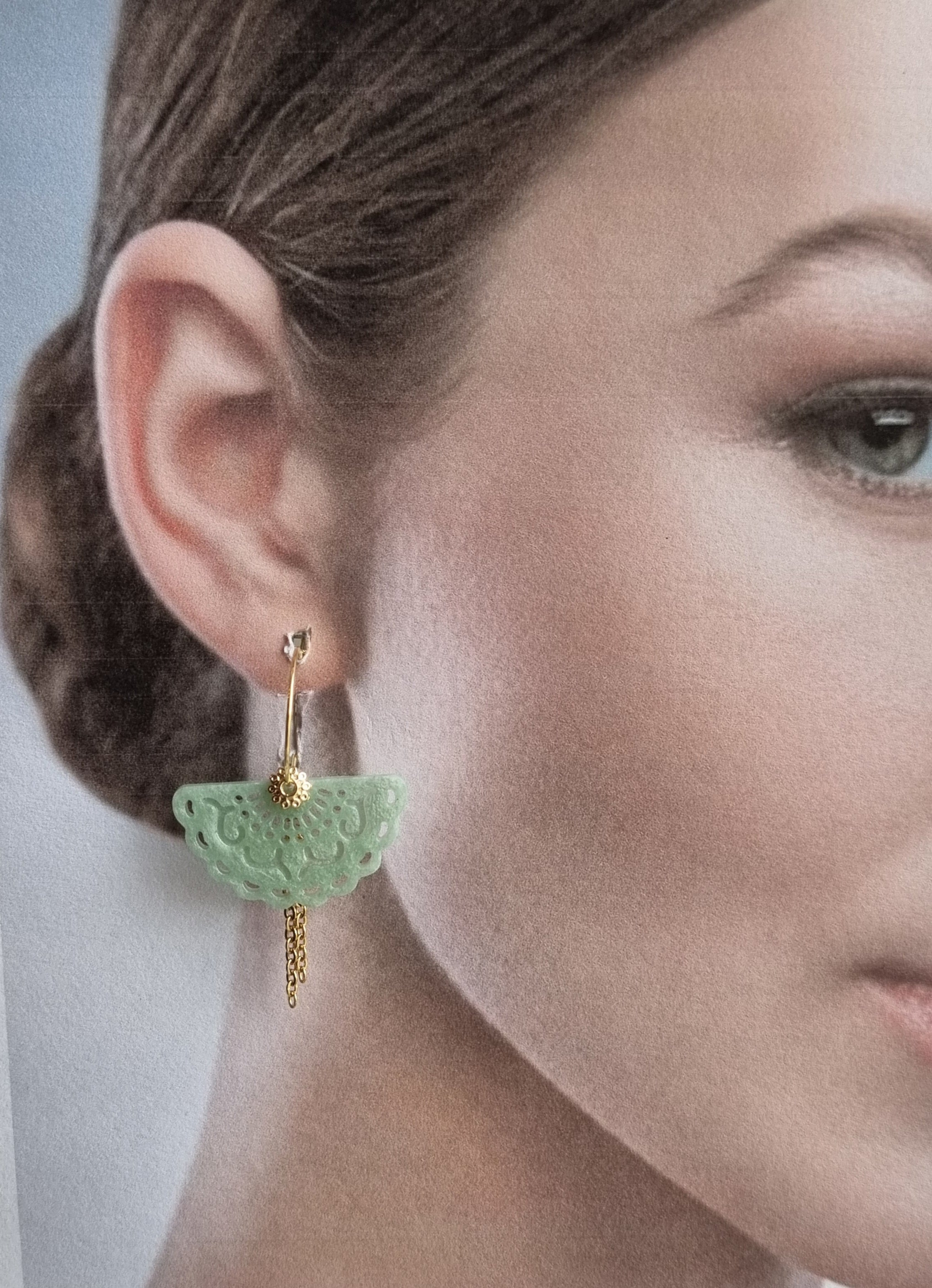 Boucles d'oreilles Malvana vert clair