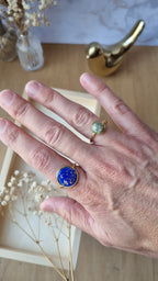 Bague Bérénice grande argentée blanche