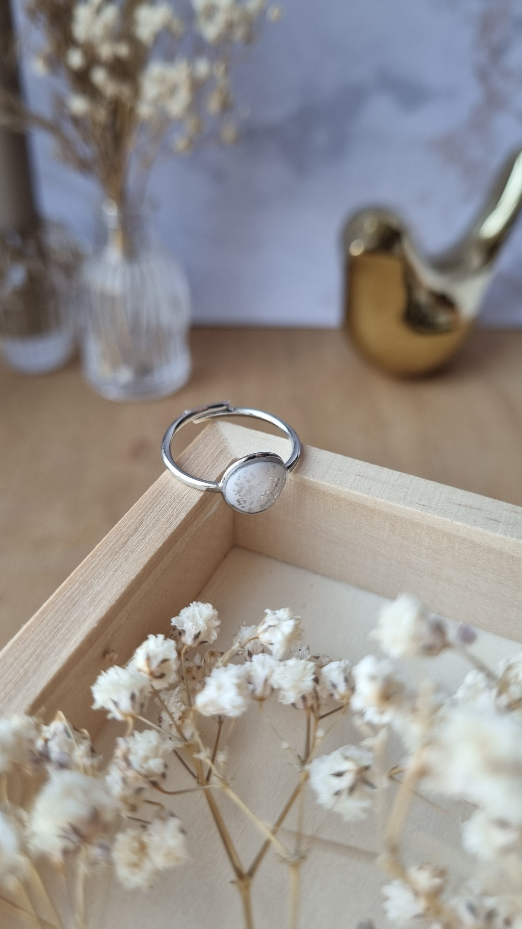 Bague Bérénice petite argentée blanche