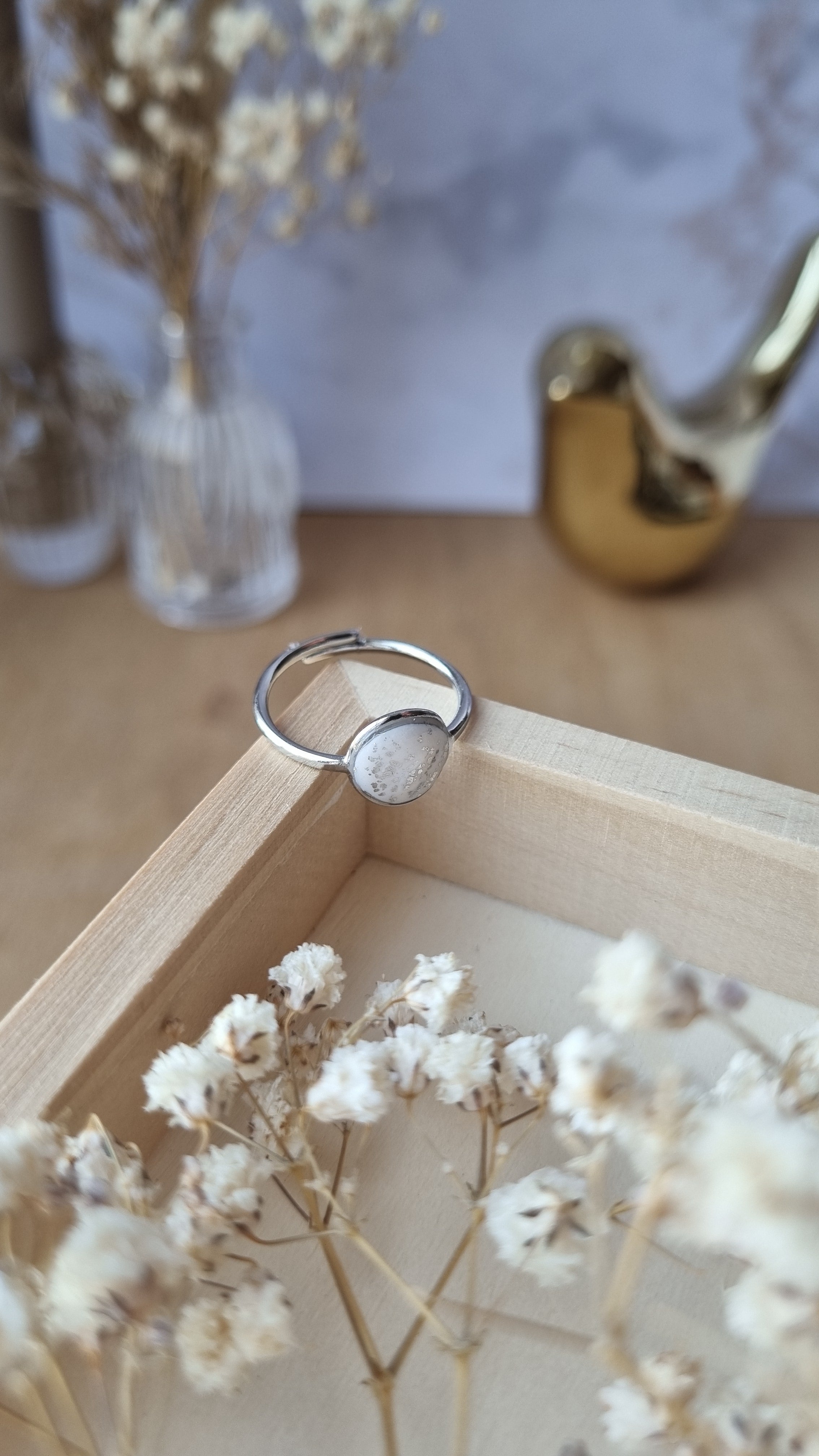 Bague Bérénice petite argentée blanche
