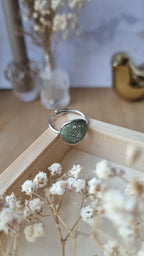 Bague Bérénice grande argentée verte