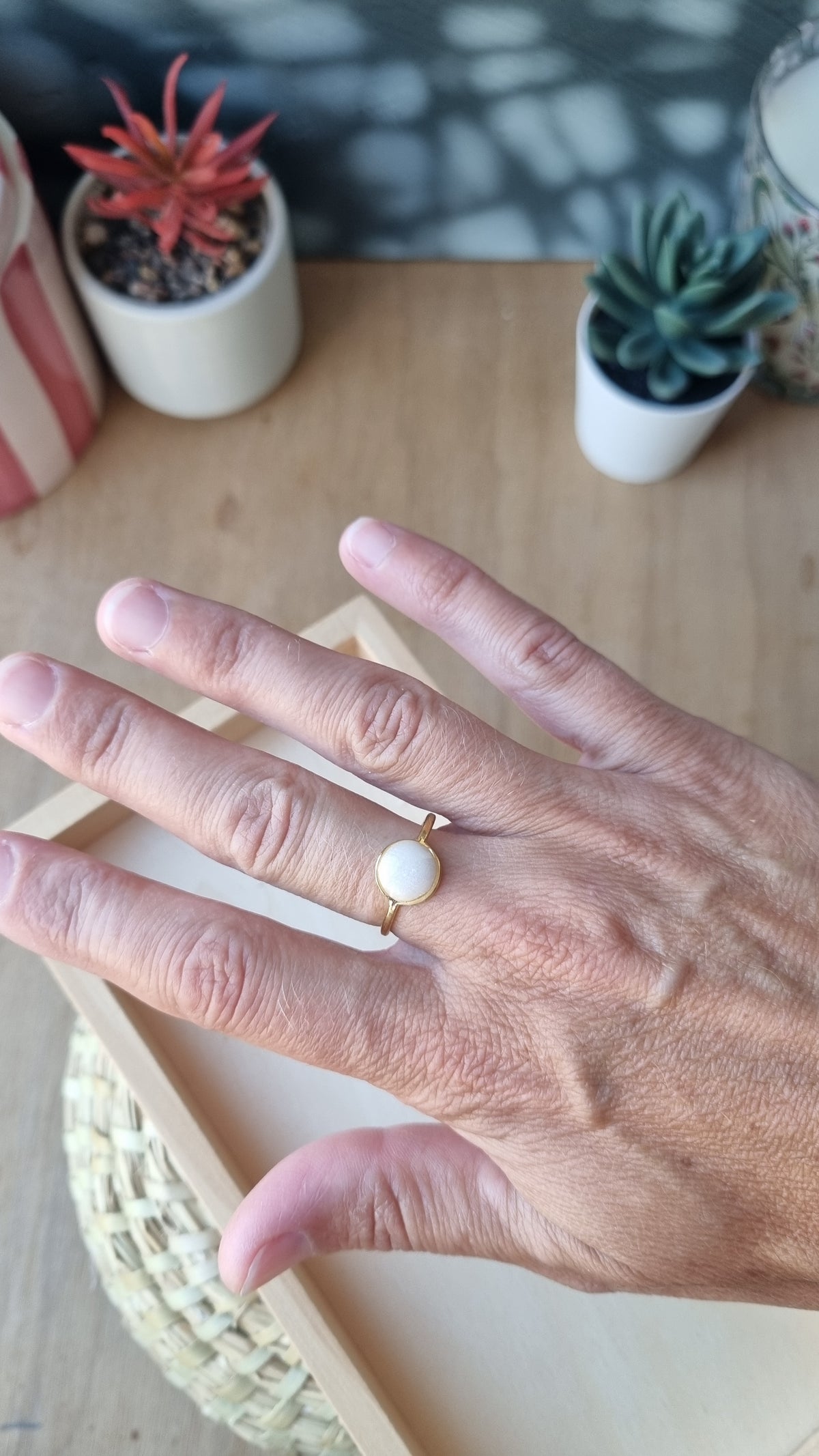 Bague Blandine petite dorée blanche